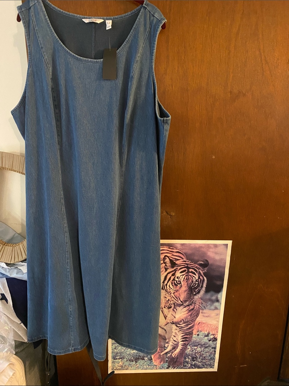 Denim&Co Blue Sleeveless A-Line Denim Dress Ptp 26” length 40”